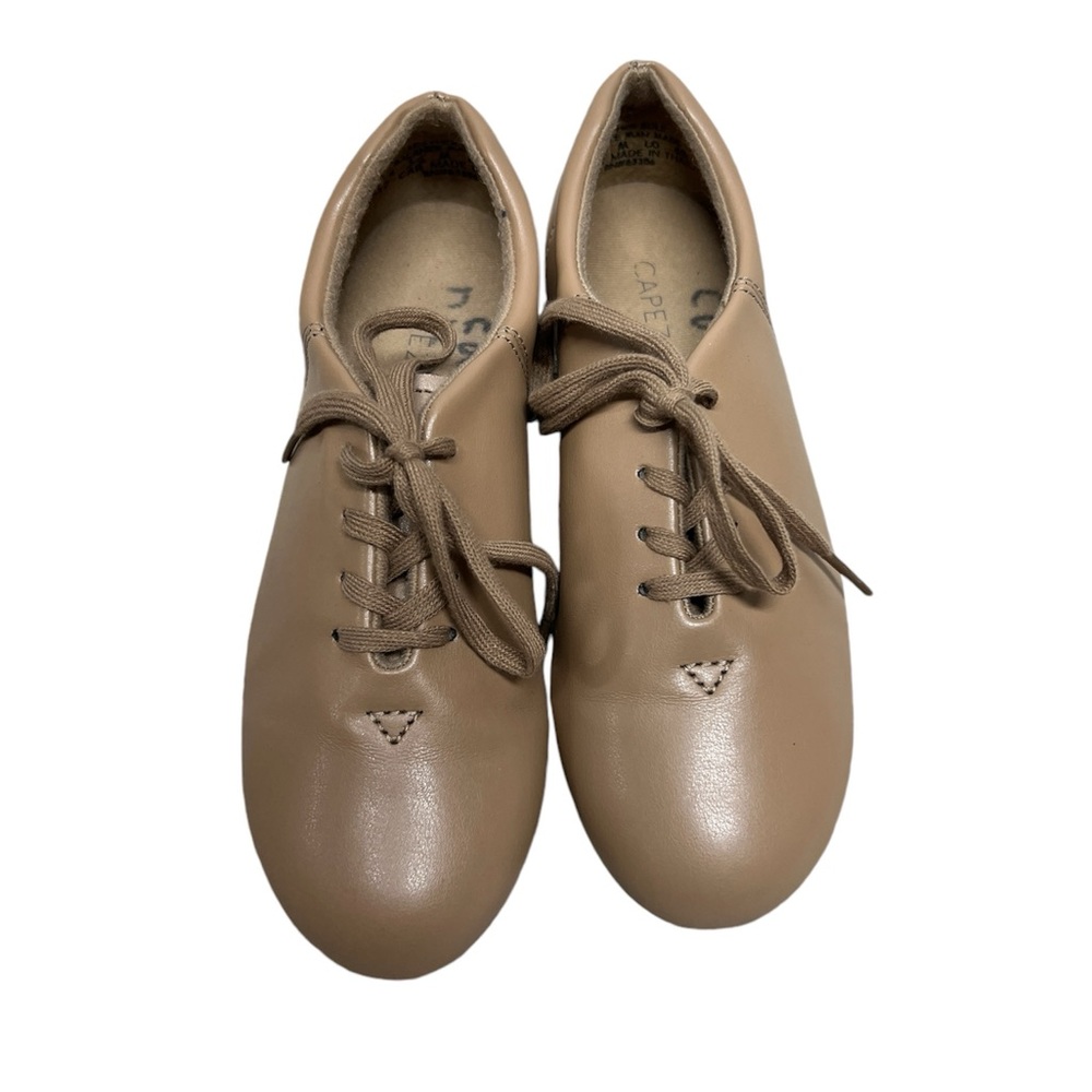 Capezio tan beige CG17 Fluid Tap Lace Up Shoe Dance Leather size 4.5M
